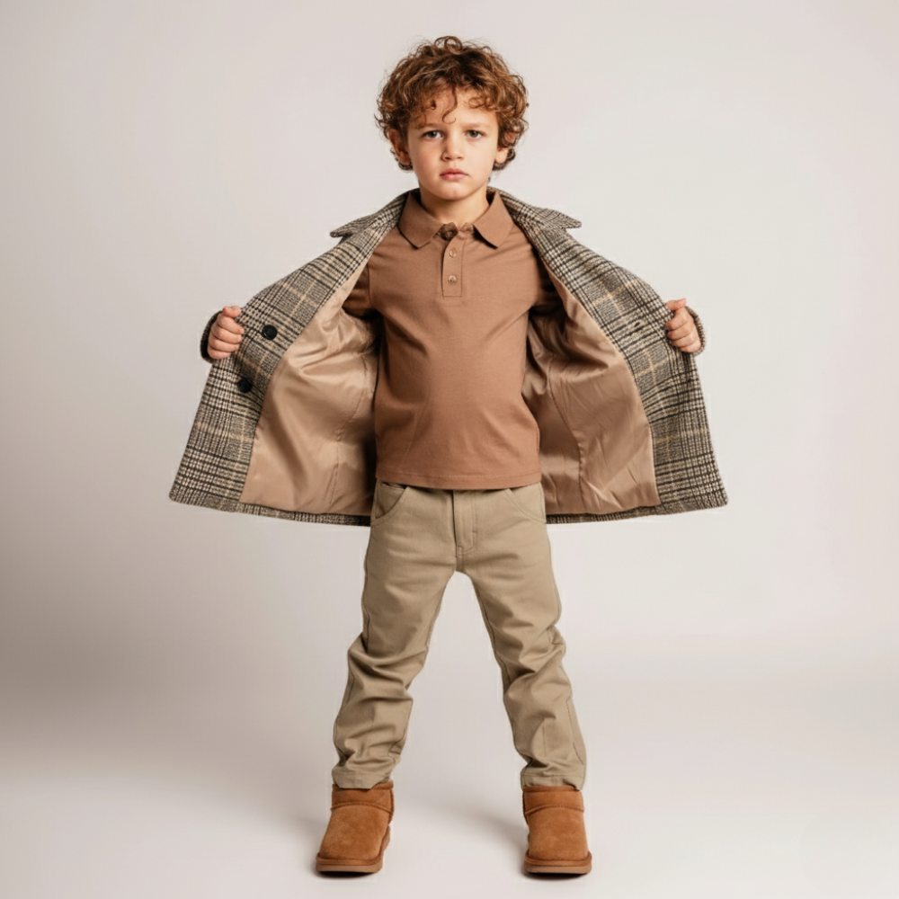 Plaid Wool-Look Coat