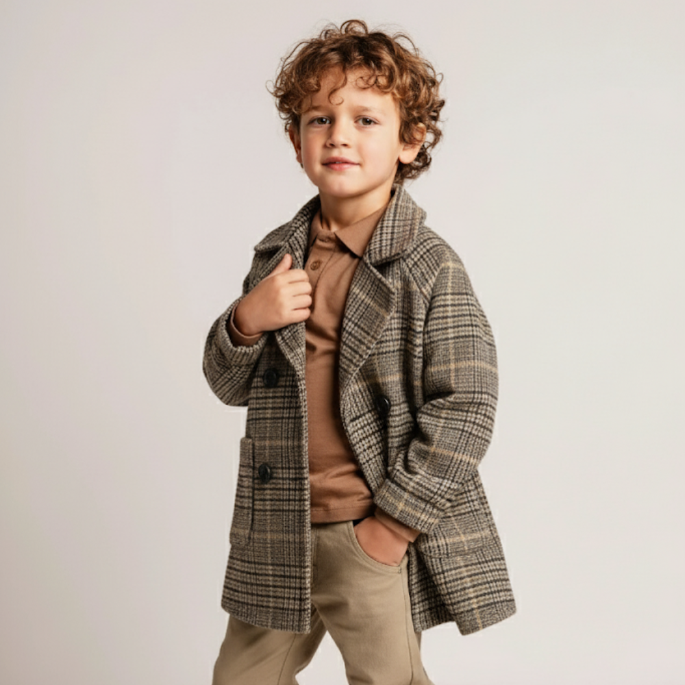 Plaid Wool-Look Coat