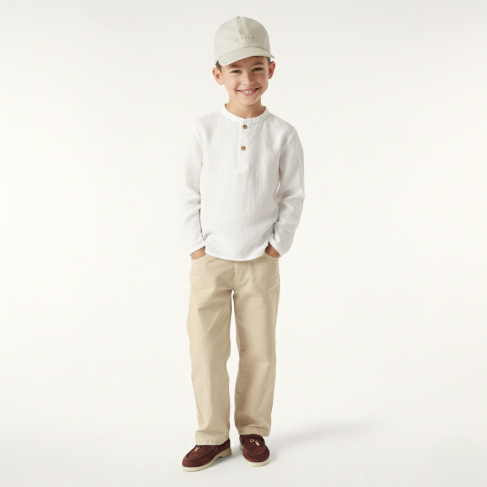 Linen Stand Collar Shirt