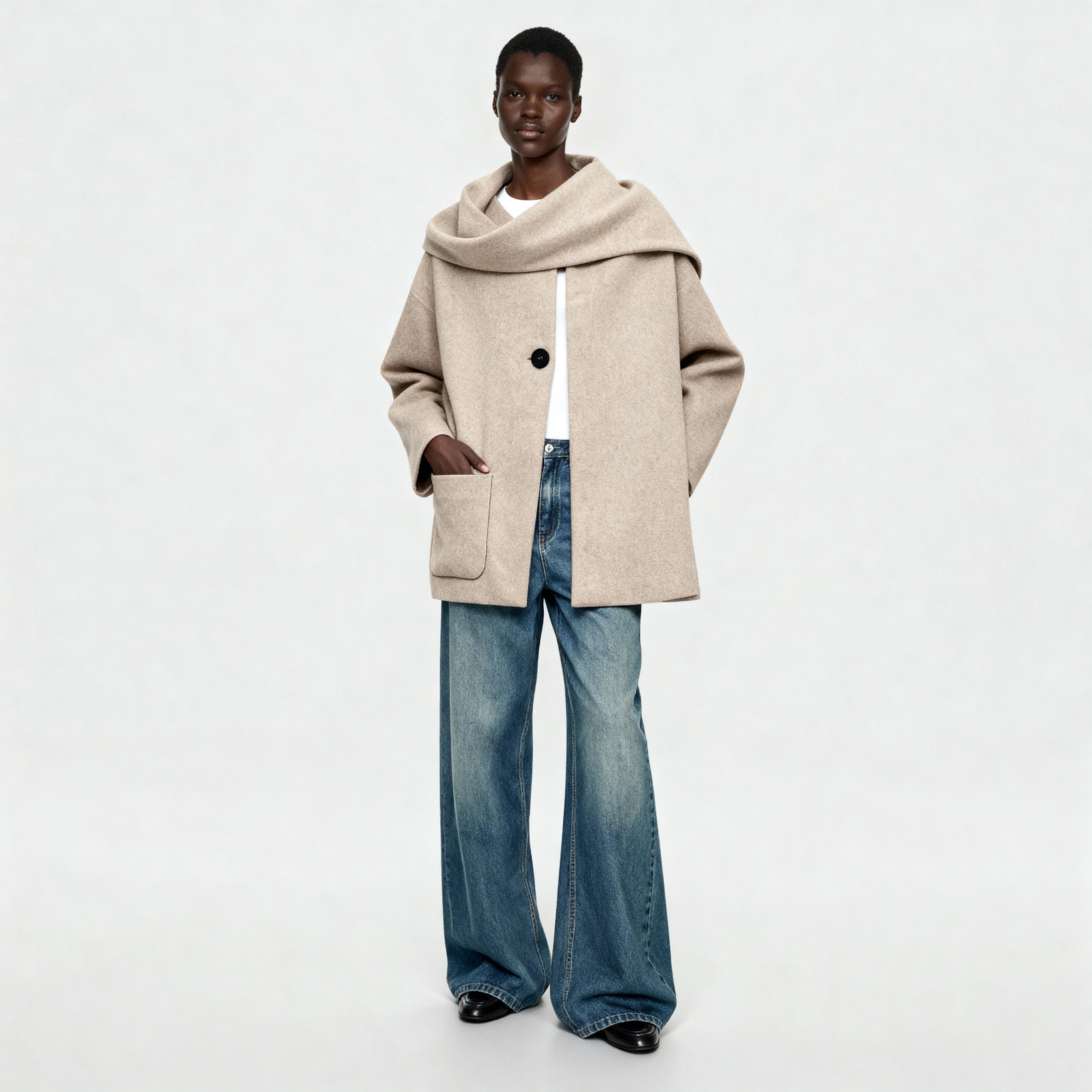 Wollen sjaalkraagjas