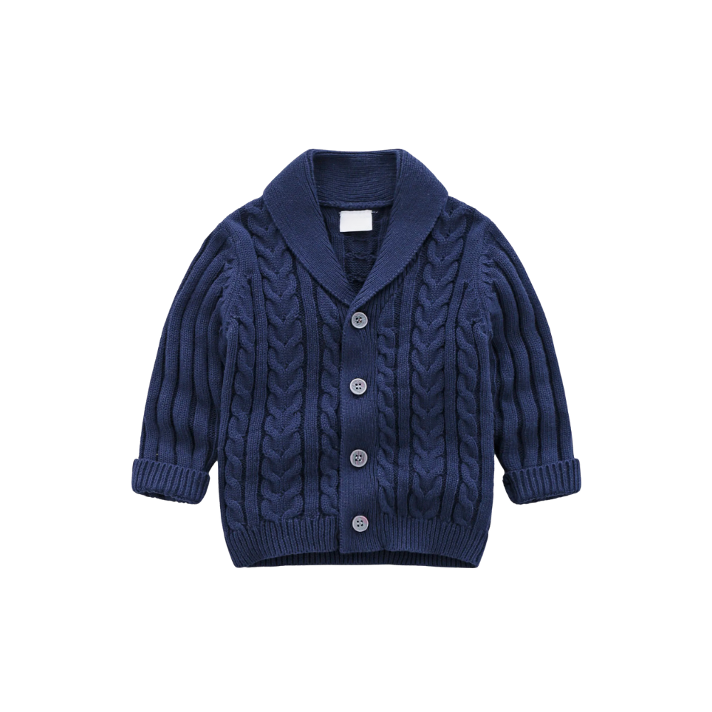 Blue Cable Knit Cardigan