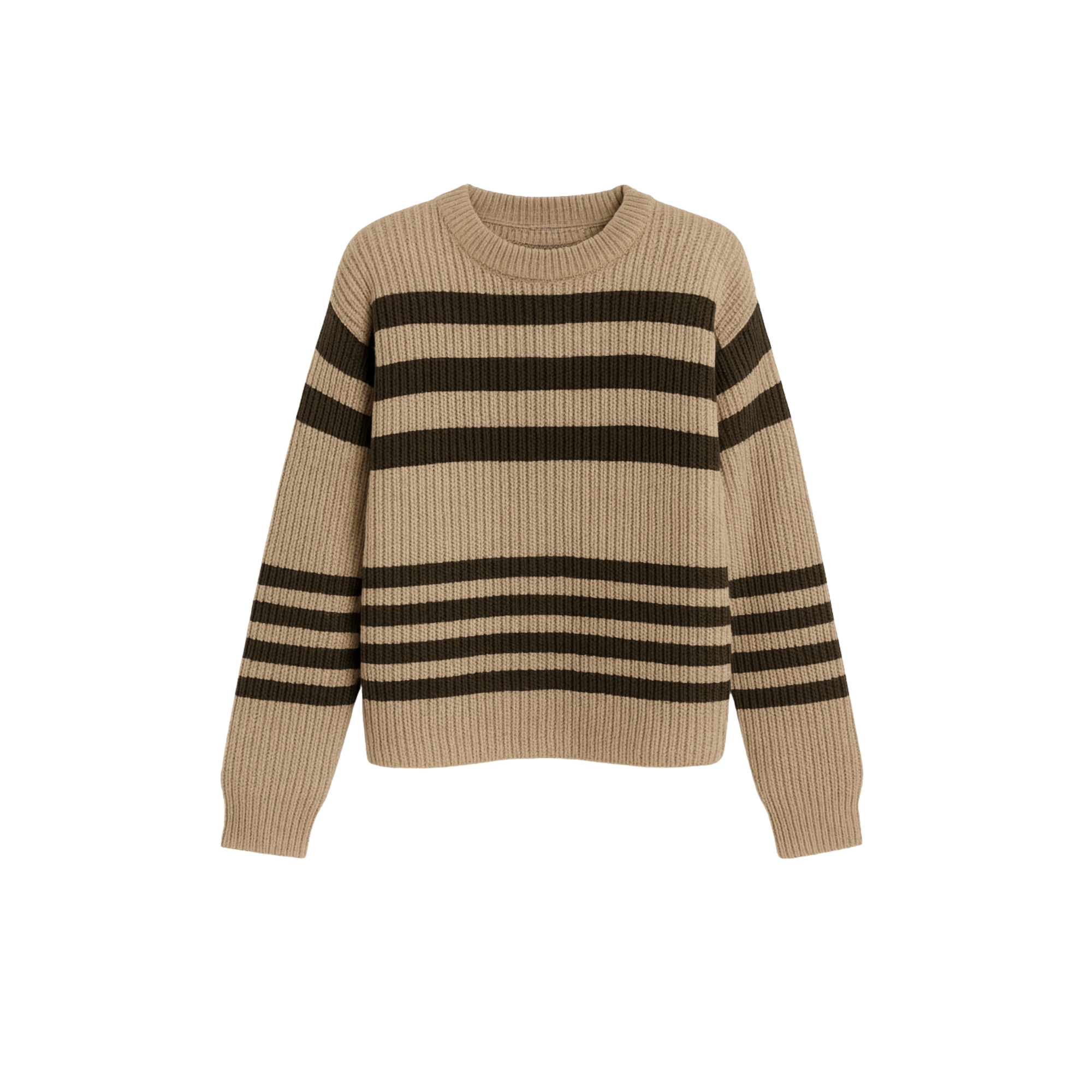 Taupe Striped Knit Sweater
