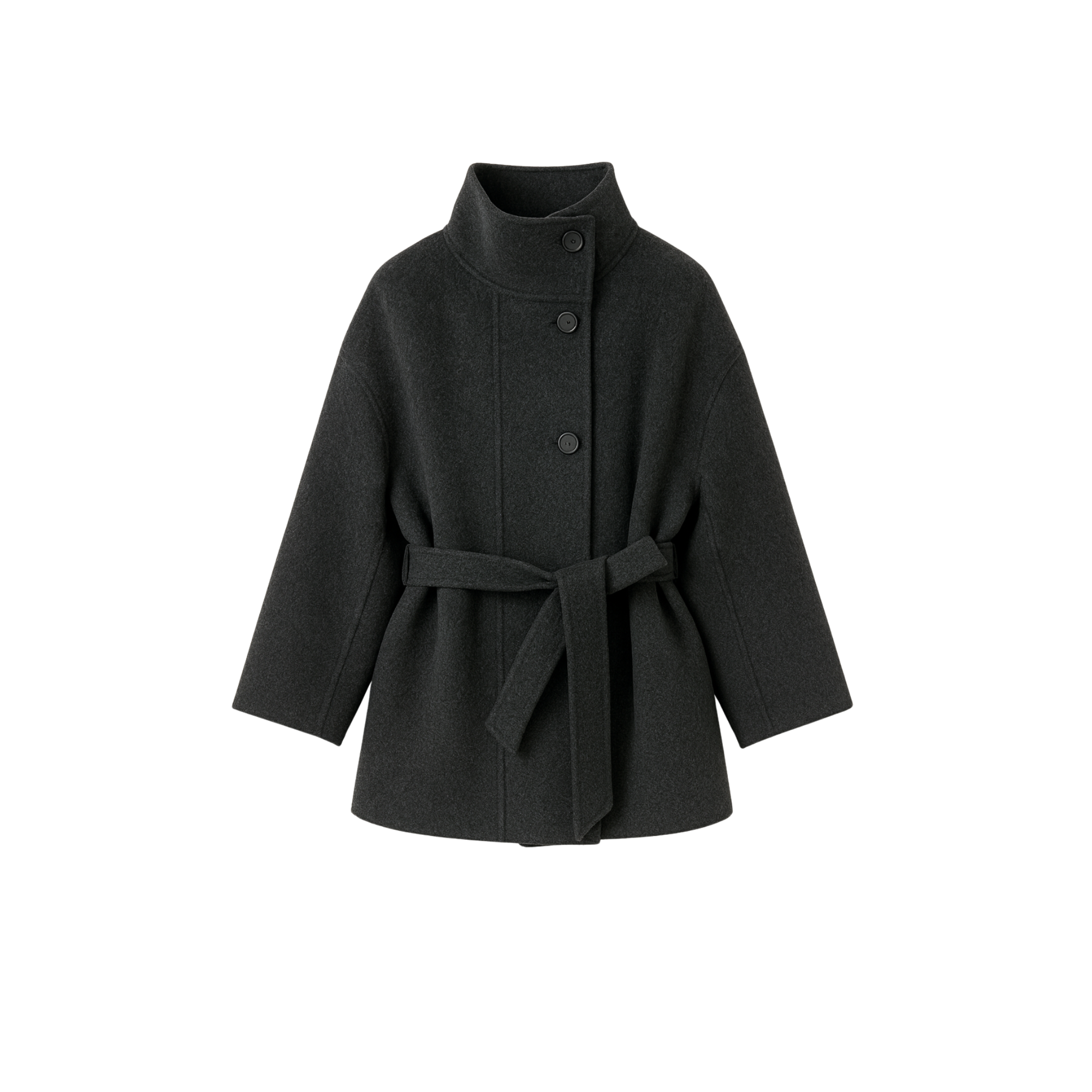 Dark Wool Belted Coat