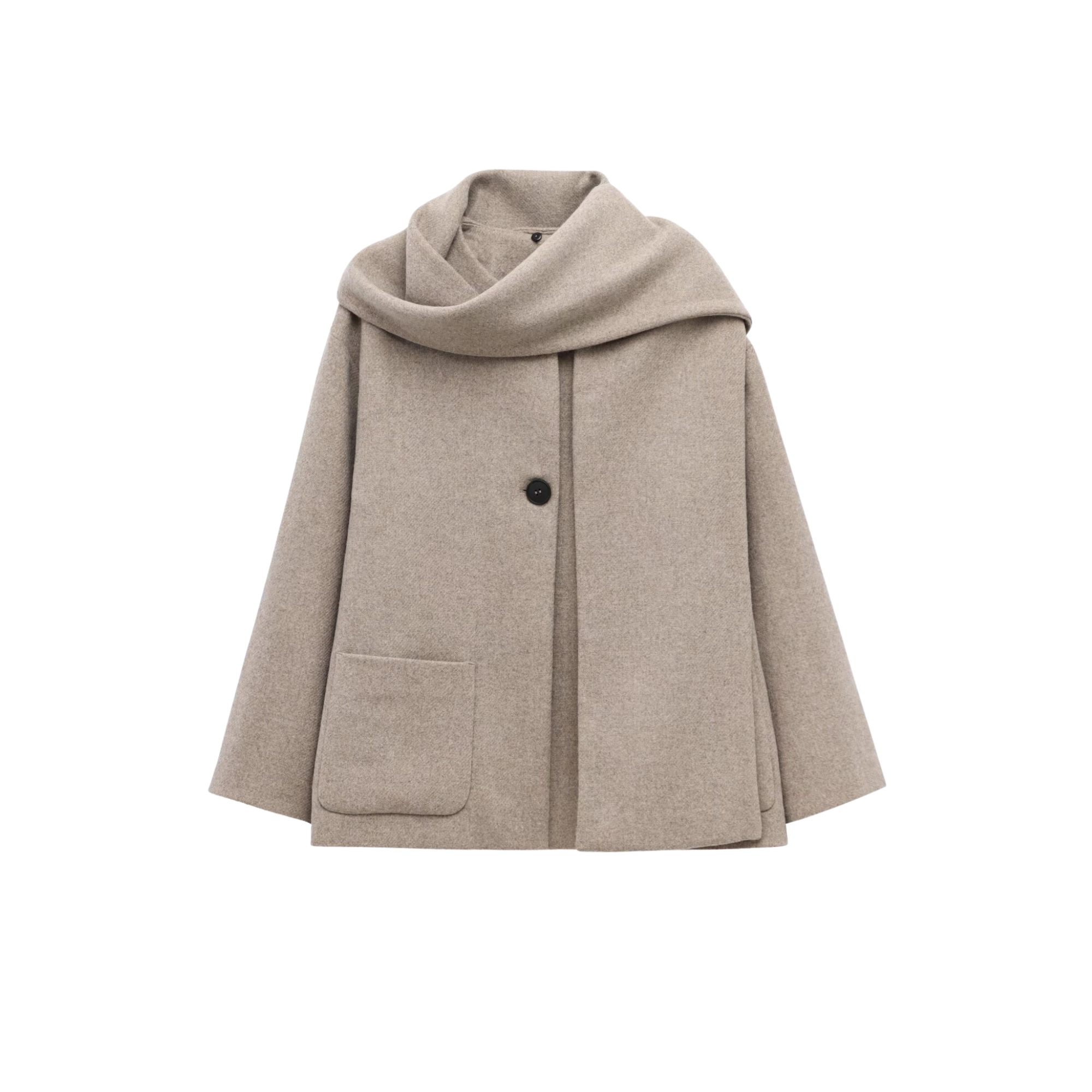 Wool Scarf Collar Coat